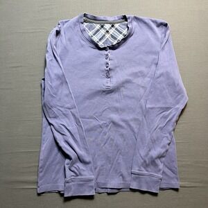 L.L.Bean Henley Shirt Womens XS purple Cotton Long Sleeve T-Shirt